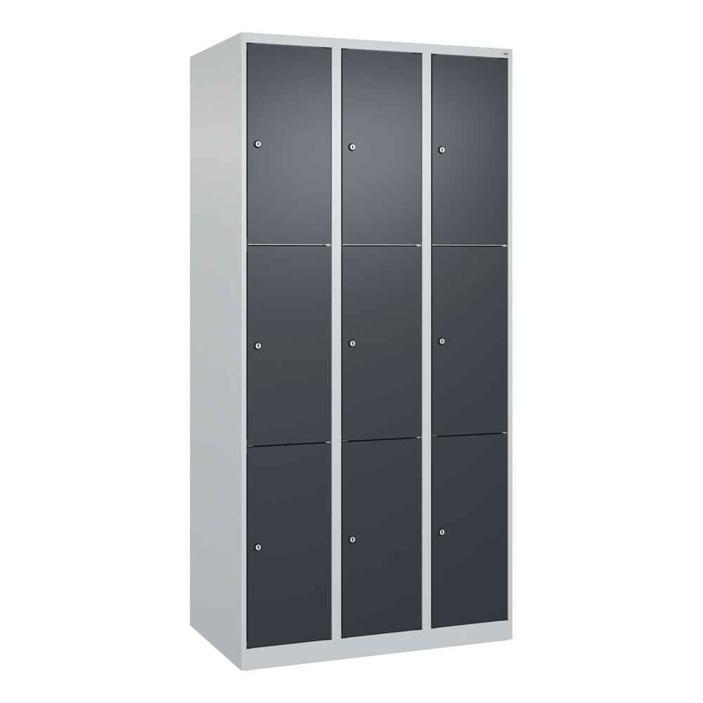 Produktabbildung Nr. 9: C+P Schließfachschrank Classic PLUS, 3 Abteile, HxBxT 1.850 x 900 x 500 mm, lichtgrau, anthrazitgrau, 9 Fächer, Zylinderschloss