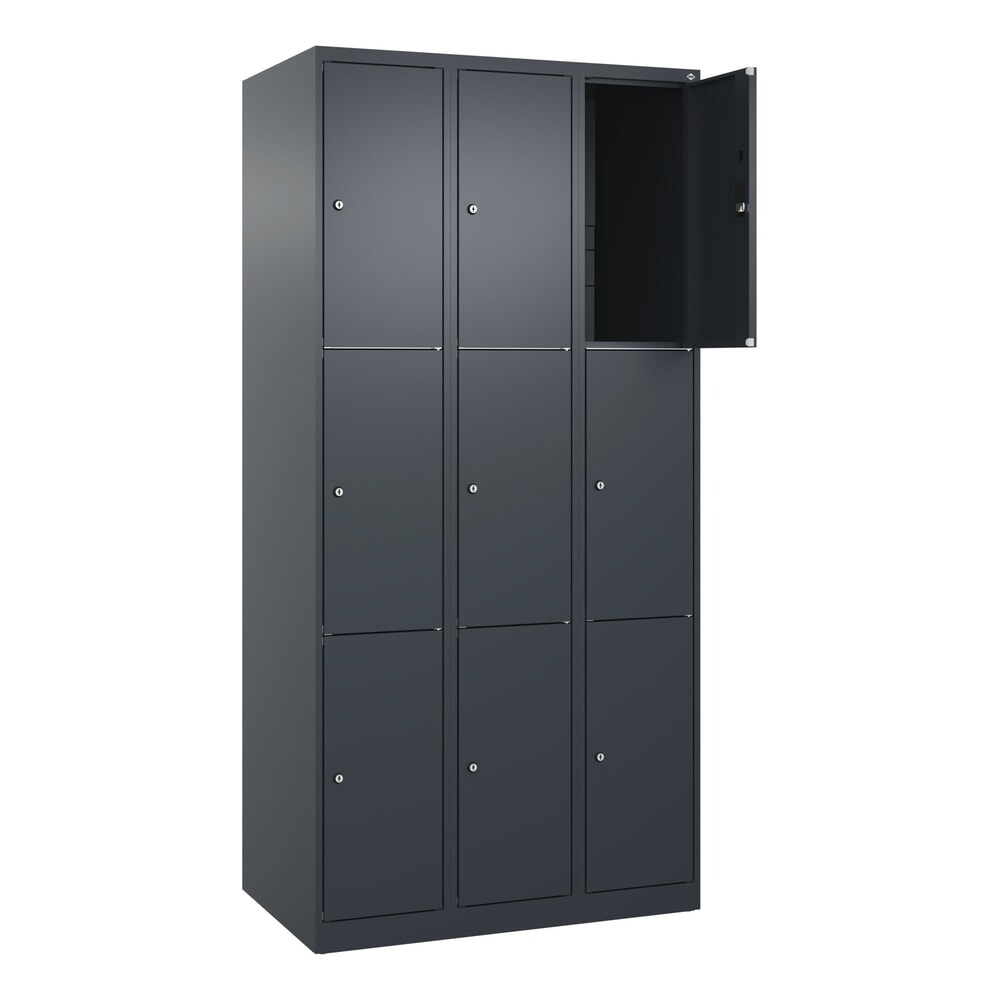 Produktabbildung Nr. 1: C+P Schließfachschrank Classic PLUS, 3 Abteile, HxBxT 1.850 x 900 x 500 mm, anthrazitgrau, anthrazitgrau, 9 Fächer, Zylinderschloss