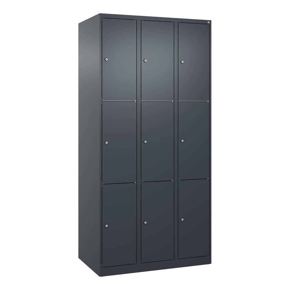 Produktabbildung Nr. 9: C+P Schließfachschrank Classic PLUS, 3 Abteile, HxBxT 1.850 x 900 x 500 mm, anthrazitgrau, anthrazitgrau, 9 Fächer, Zylinderschloss