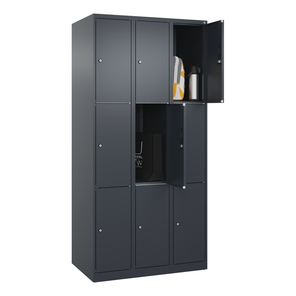 Produktabbildung Nr. 10: C+P Schließfachschrank Classic PLUS, 3 Abteile, HxBxT 1.850 x 900 x 500 mm, anthrazitgrau, anthrazitgrau, 9 Fächer, Zylinderschloss