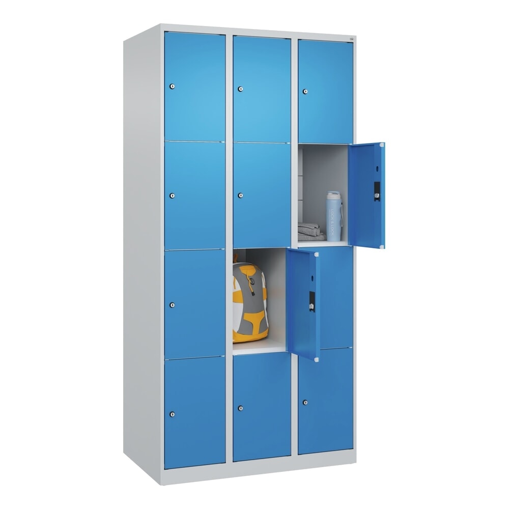 Produktabbildung Nr. 10: C+P Schließfachschrank Classic PLUS, 3 Abteile, HxBxT 1.850 x 900 x 500 mm, lichtgrau, lichtblau, 12 Fächer, Zylinderschloss