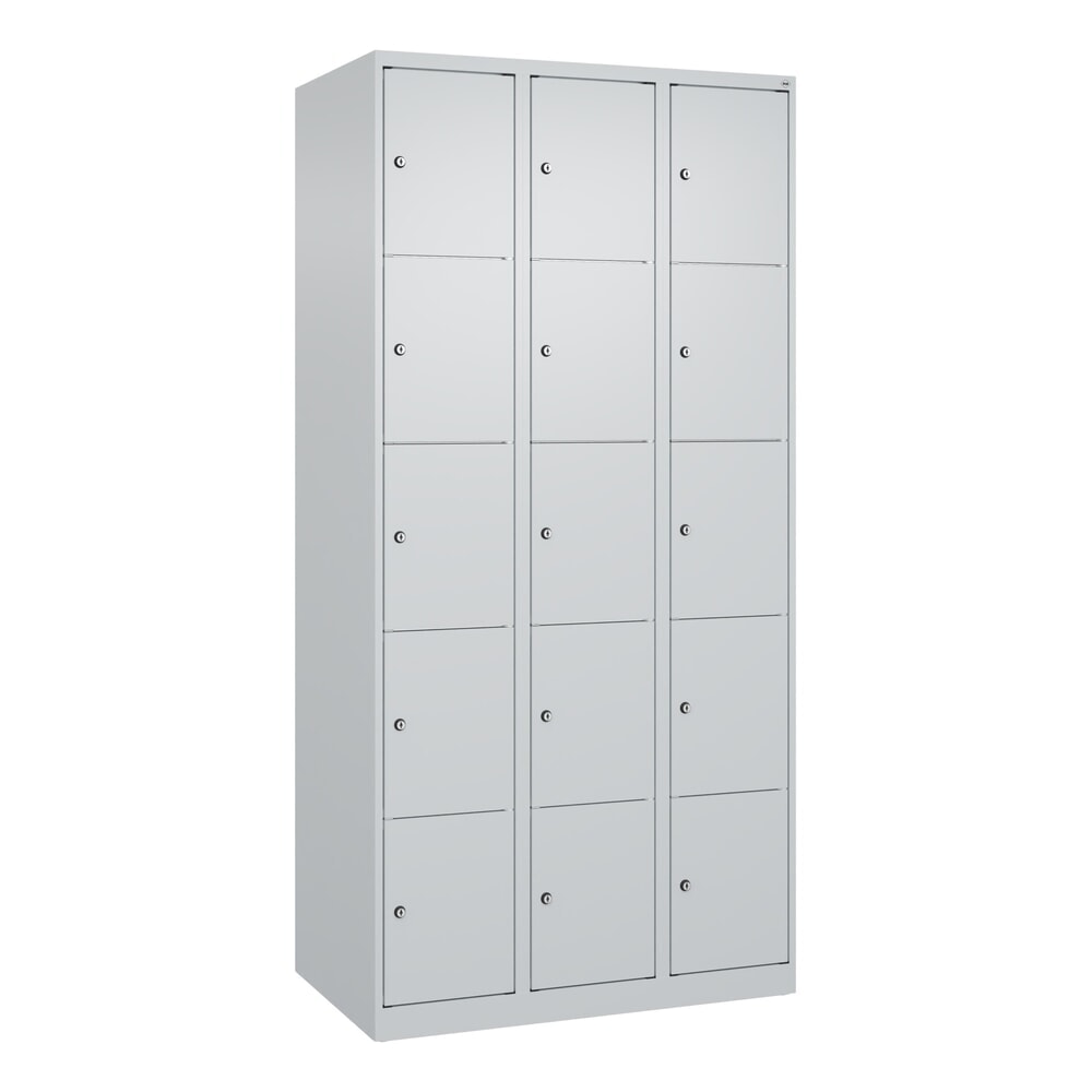 Produktabbildung Nr. 9: C+P Schließfachschrank Classic PLUS, 3 Abteile, HxBxT 1.850 x 900 x 500 mm, lichtgrau, lichtgrau, 15 Fächer, Zylinderschloss