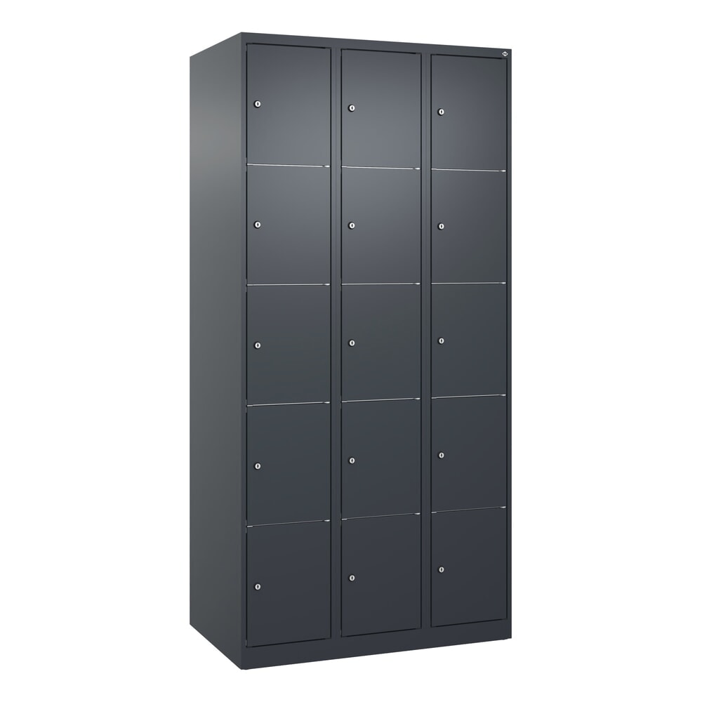 Produktabbildung Nr. 9: C+P Schließfachschrank Classic PLUS, 3 Abteile, HxBxT 1.850 x 900 x 500 mm, anthrazitgrau, anthrazitgrau, 15 Fächer, Zylinderschloss
