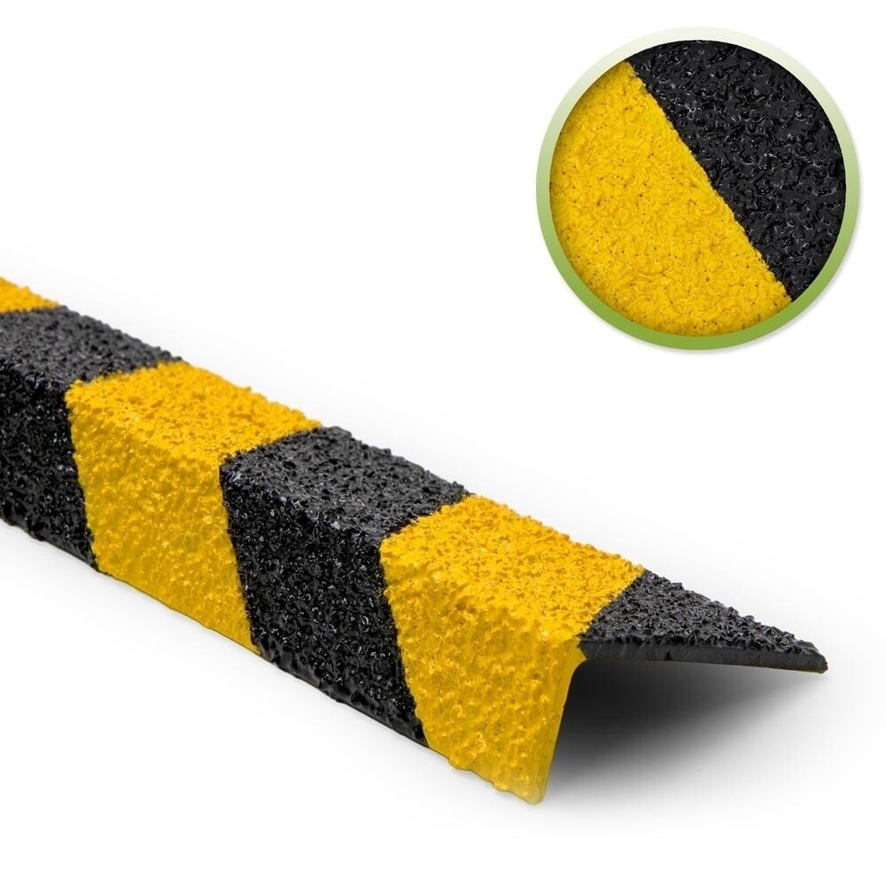Produktabbildung: Mehlhose Antirutschtreppenkantenprofil GFK Medium, schwarz/gelb, HxBxL 30 x 70 x 600 mm