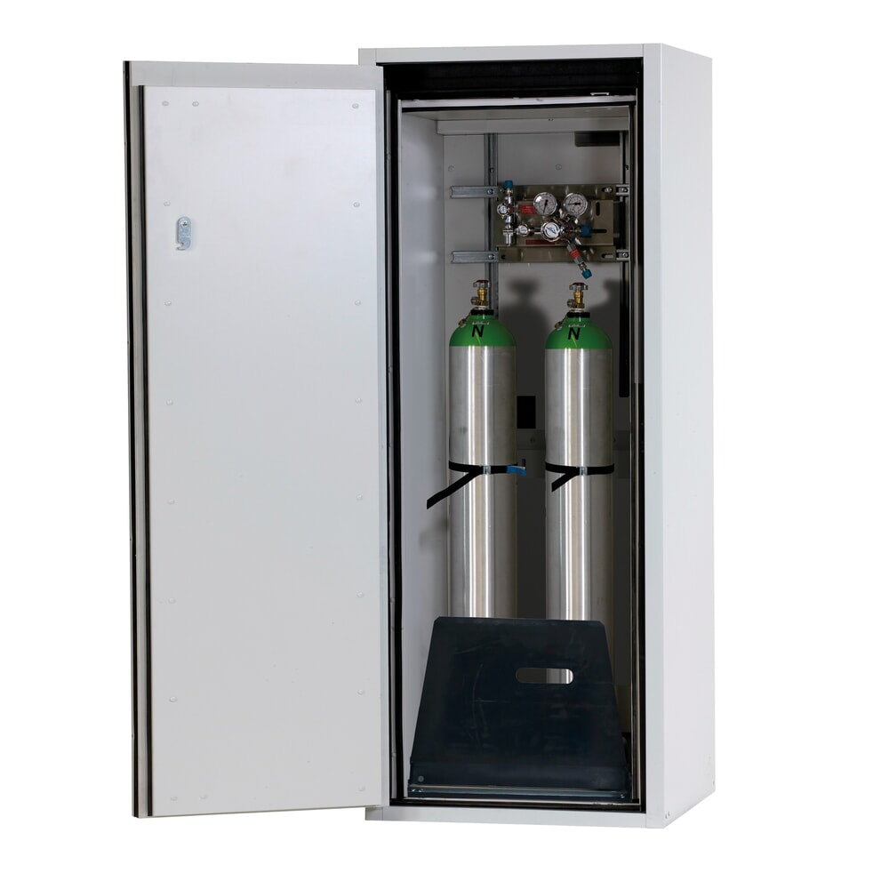 Produktabbildung: asecos® Gasflaschenschrank G-ULTIMATE-90 WD, mit Flaschenhalter, HxBxT 1.450 x 598 x 615 mm, für 2 x 10 Liter Flaschen