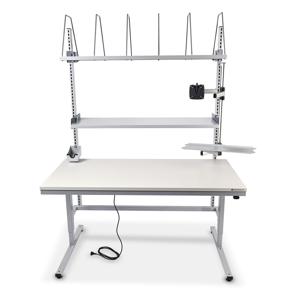 Produktabbildung: HEMMDAL Elektrisch höhenverstellbarer Packtisch ERGO 2, Komplett-Set, Tragfähigkeit 200 kg, HxBxT 720-1.220 x 1.600 x 750 mm