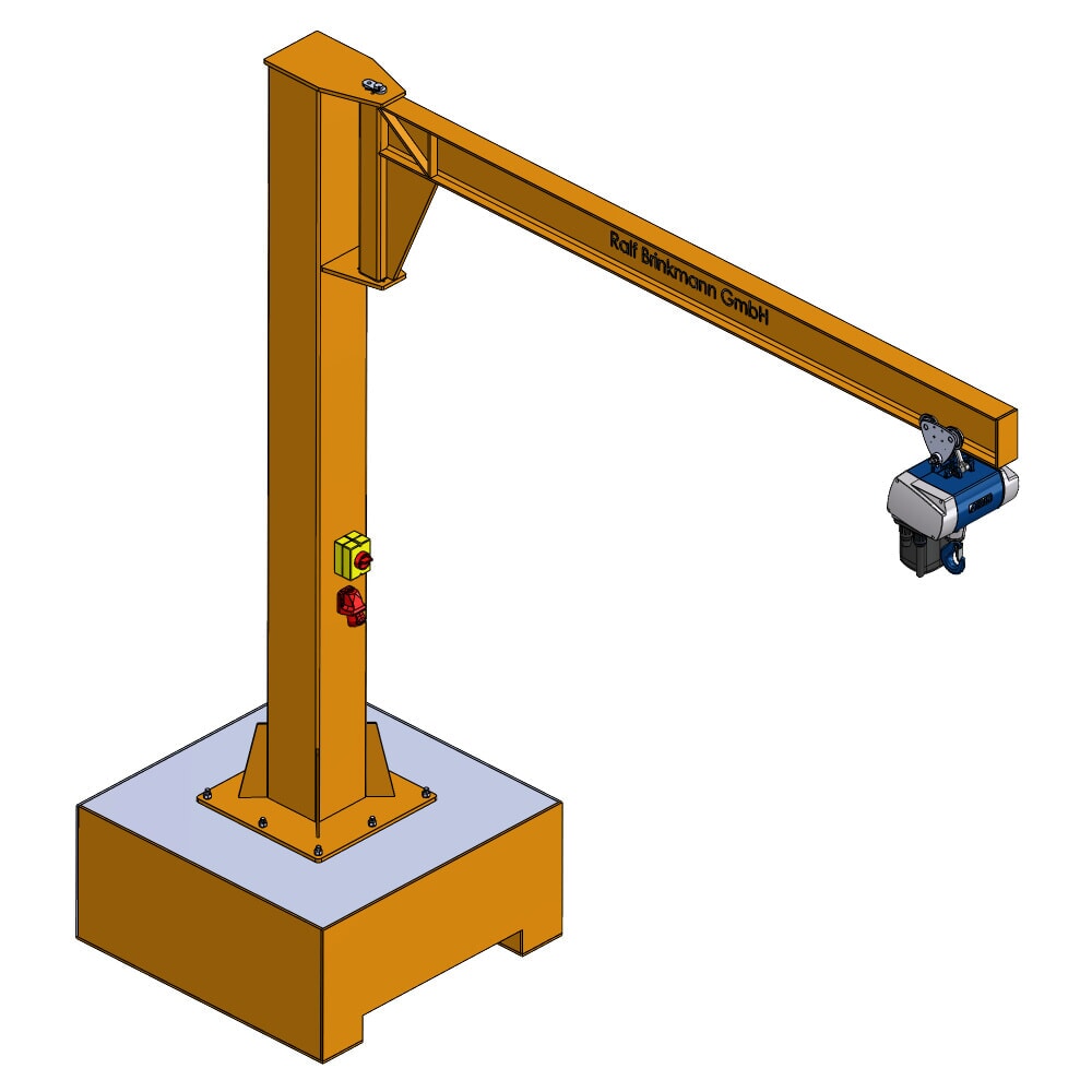 Produktabbildung Nr. 5: Brinkmann mobiler Säulenschwenkkran mit Stahl Ausleger, ABUS Kettenzug, Tragfähigkeit 250 kg, Ausladung 2 m