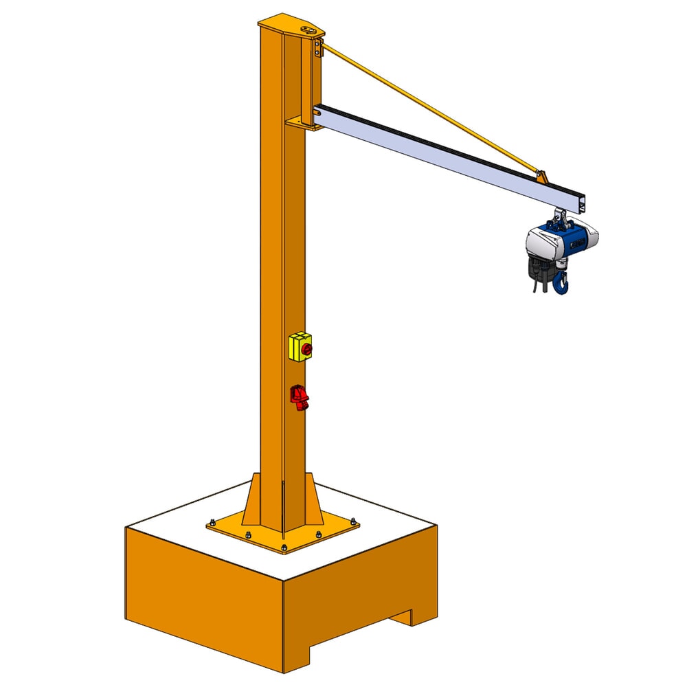 Produktabbildung Nr. 6: Brinkmann mobiler Säulenschwenkkran mit Aluminium Ausleger, ABUS Kettenzug, Tragfähigkeit 125 kg, Ausladung 2 m