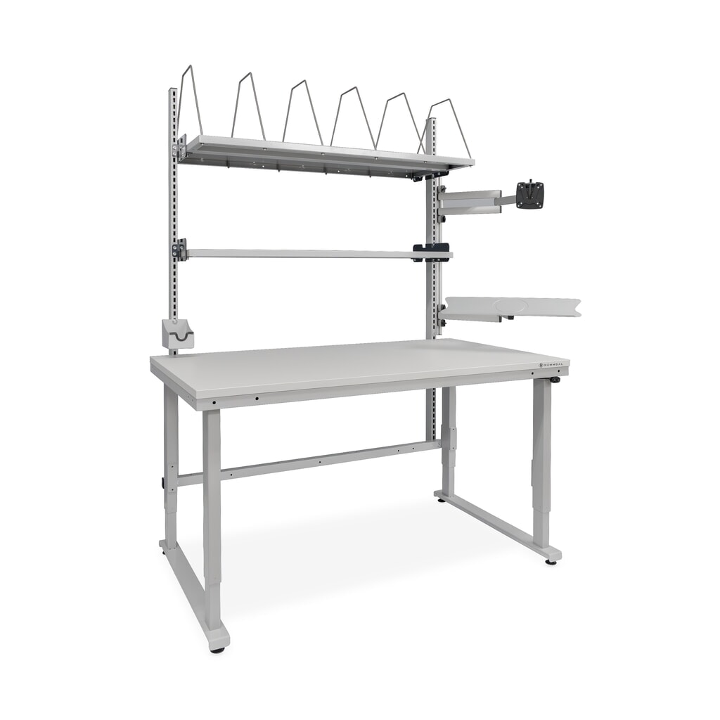 Produktabbildung: HEMMDAL Elektrisch höhenverstellbarer Packtisch ERGO 4, Komplett-Set, Tragfähigkeit 300 kg, HxBxT 720-1.220 x 1.600 x 900 mm