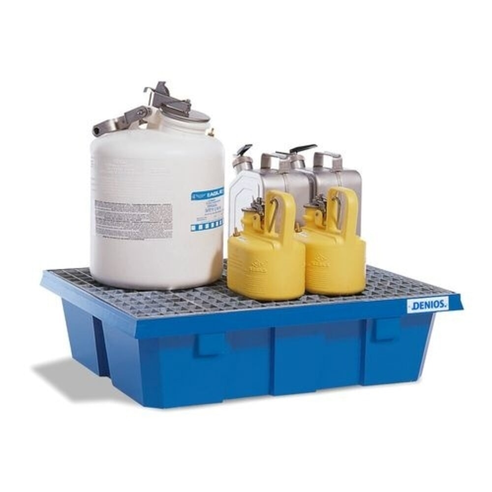 Produktabbildung: Denios Kleingebinde-Auffangwanne classic-line aus PE, Auffangvolumen 60 l, mit verzinktem Gitterrost