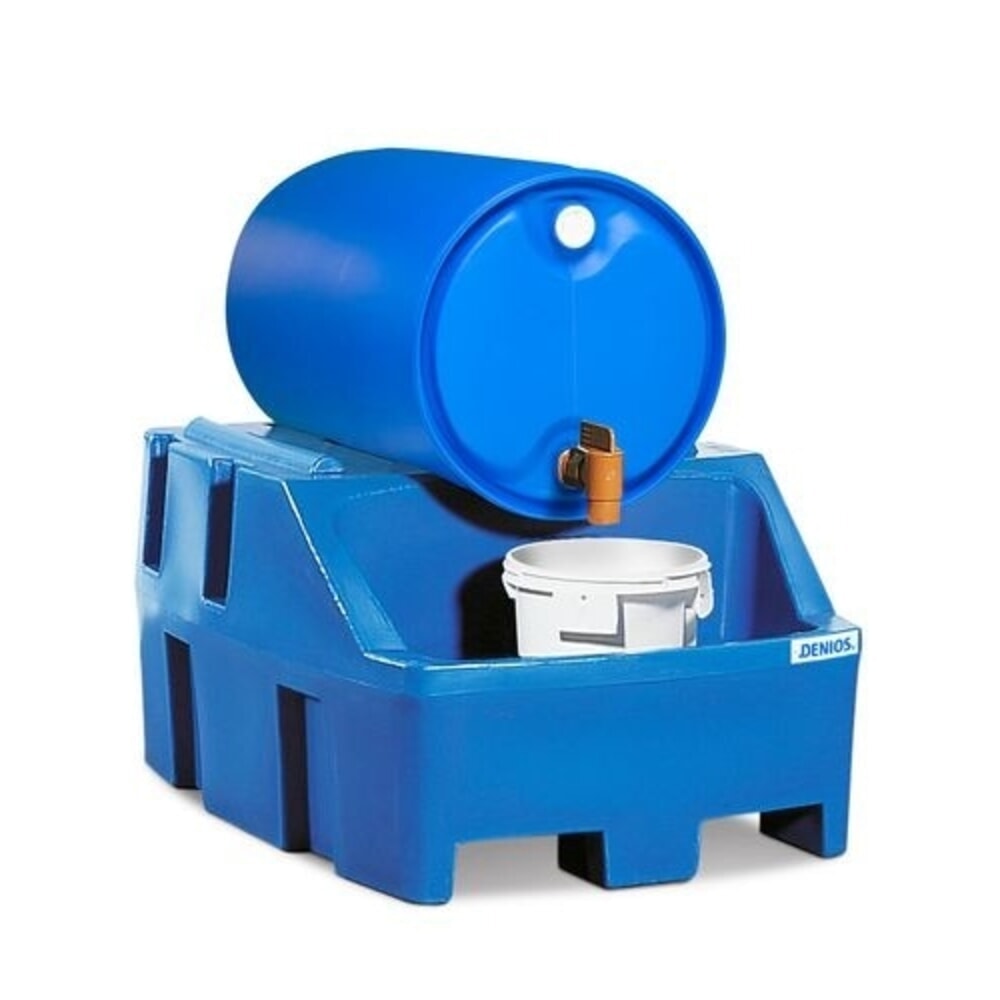 Produktabbildung: Denios Abfüllstation PolySafe RS aus Polyethylen, blau, für 1 Fass à 200 l