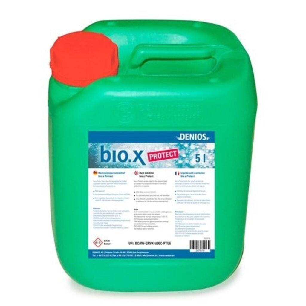 Denios Korrosionsschutzmittel bio.x Protect, 5 l, Additiv für bio.x Reinigungsbäder Produktabbildung: Denios Korrosionsschutzmittel bio.x Protect, 5 l, Additiv für bio.x Reinigungsbäder