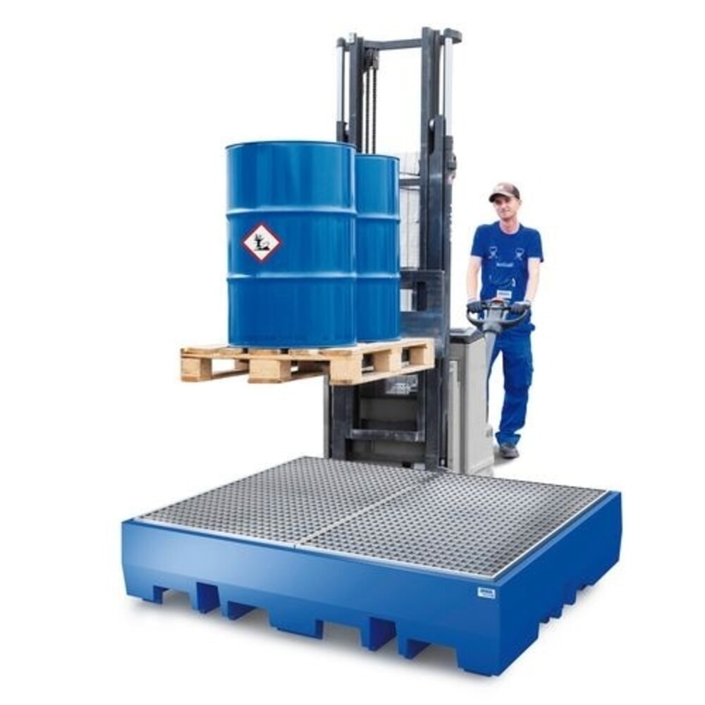 Produktabbildung Nr. 2: Denios Auffangwanne classic-line aus PE für 4 Fässer, verz. Gitterrost, HxBxT 350 x 1720 x 1300 mm