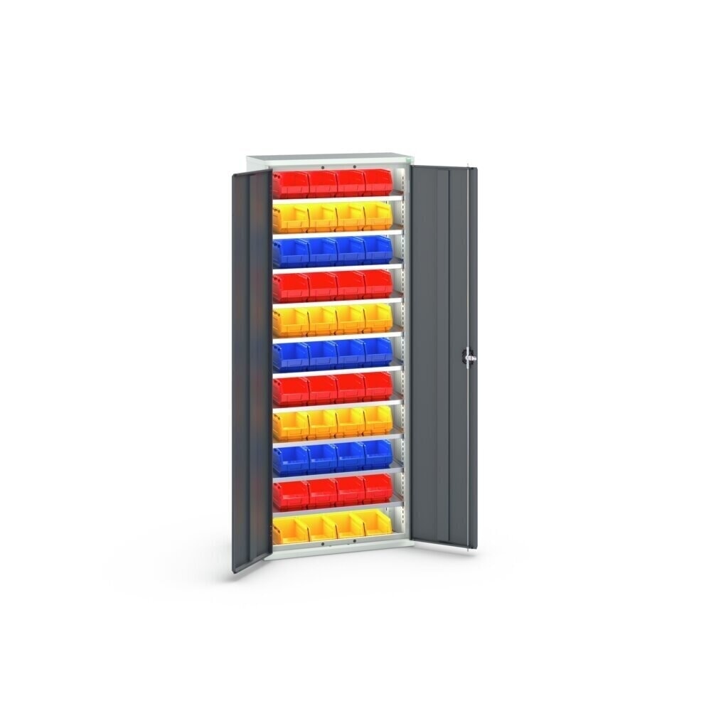 Produktabbildung Nr. 3: bott verso Magazinschrank, mit 10 Fachböden und 44 Sichtlagerkästen, BxTxH: 800 x 350 x 2000 mm