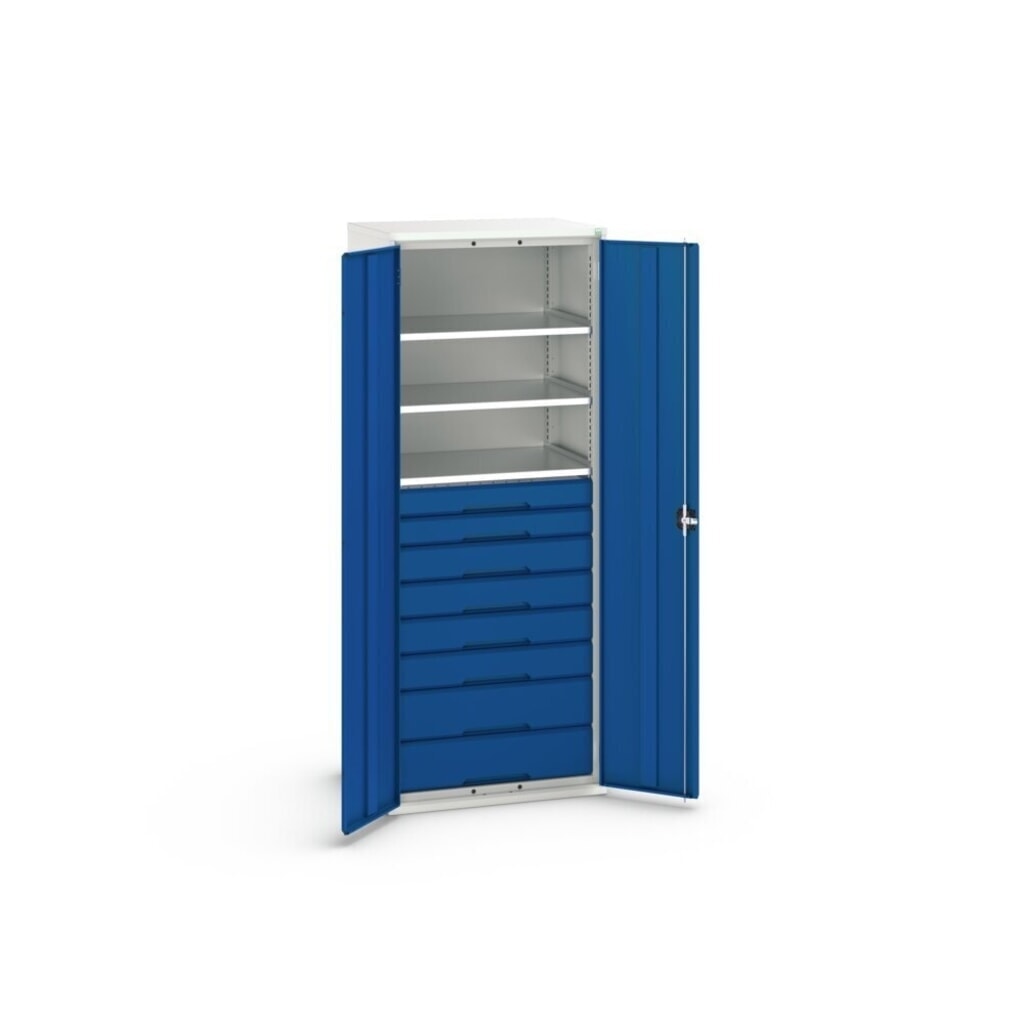 bott verso Flügeltürschrank mit Schubladen, mit 3 Fachböden und 8 Schubladen, BxTxH: 800 x 550 x 2000 mm Produktabbildung Nr. 3: bott verso Flügeltürschrank mit Schubladen, mit 3 Fachböden und 8 Schubladen, BxTxH: 800 x 550 x 2000 mm