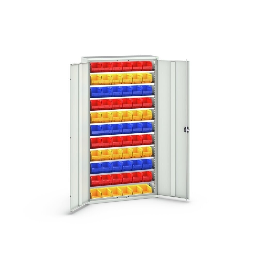 Produktabbildung Nr. 3: bott verso Magazinschrank, mit 10 Fachböden und 66 Sichtlagerkästen, BxTxH: 1050 x 350 x 2000 mm