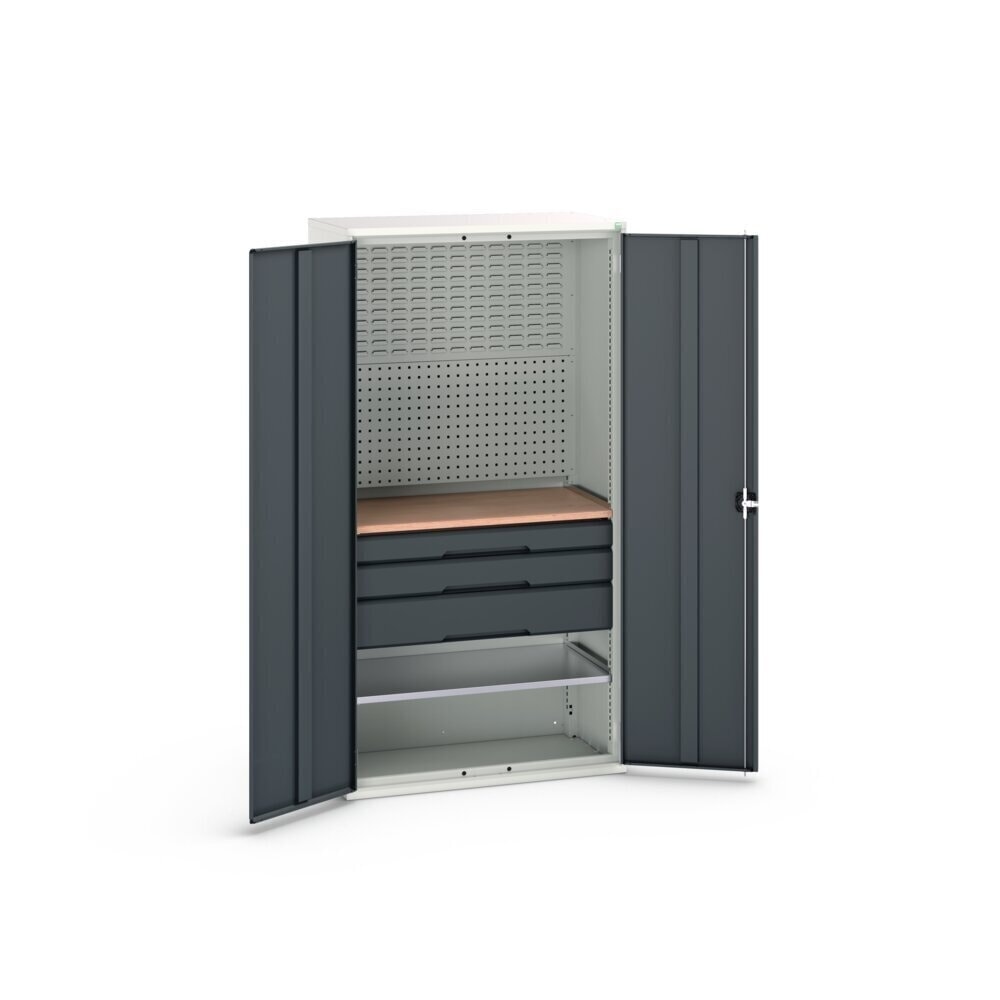 Produktabbildung Nr. 3: bott verso Flügeltürschrank mit 3 Schubladen, mit 2 Fachböden und Rückwand, BxTxH: 1050 x550 x 2000 mm