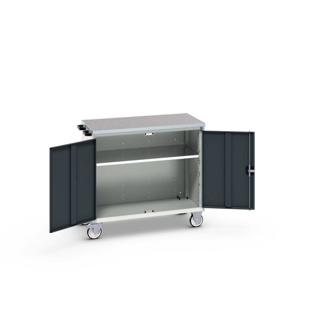 bott verso Werkstattwagen, mit 2 Türen, Fachboden und Linoleum-Top, BxTxH: 1050 x 600 x 980 mm Produktabbildung Nr. 2: bott verso Werkstattwagen, mit 2 Türen, Fachboden und Linoleum-Top, BxTxH: 1050 x 600 x 980 mm