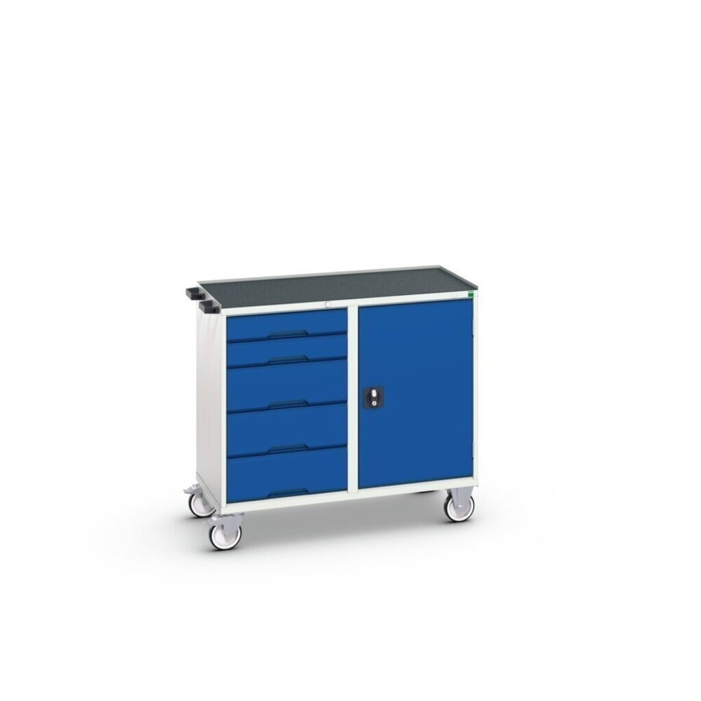 bott verso Montagewagen, mit 5 Schubladen, Tür und Abrollrand, BxTxH: 1050 x 550 x 965 mm Produktabbildung Nr. 2: bott verso Montagewagen, mit 5 Schubladen, Tür und Abrollrand, BxTxH: 1050 x 550 x 965 mm
