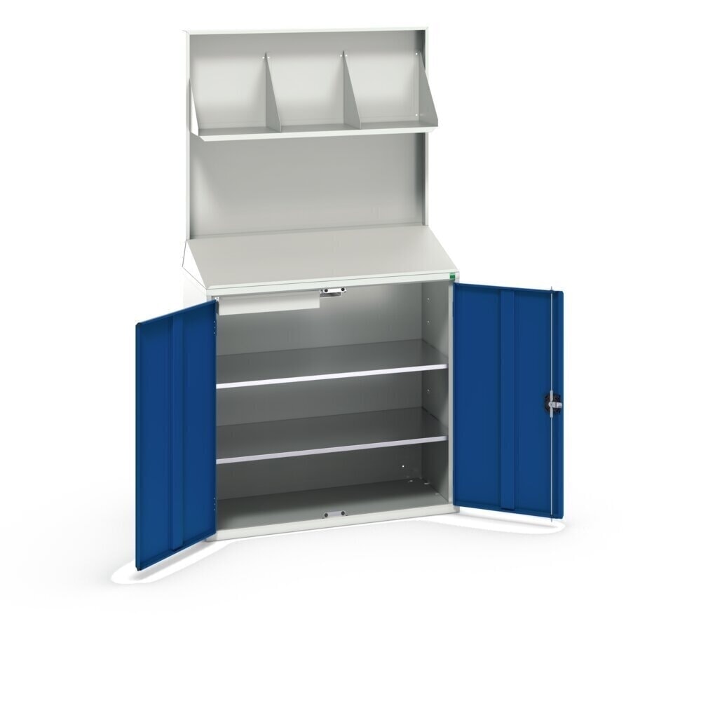 Produktabbildung Nr. 2: bott verso Economy Pult mit glatter Rückwand, 2 Fachböden, 1 Schublade, Ordnerablage, BxTxH: 1050 x550 x 2000 mm