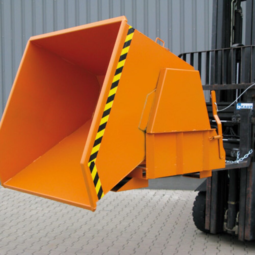 Produktabbildung Nr. 8: Eichinger® Kippbehälter mit geschützten Abrollkufen, 1000 kg, 600 Liter, reinorange