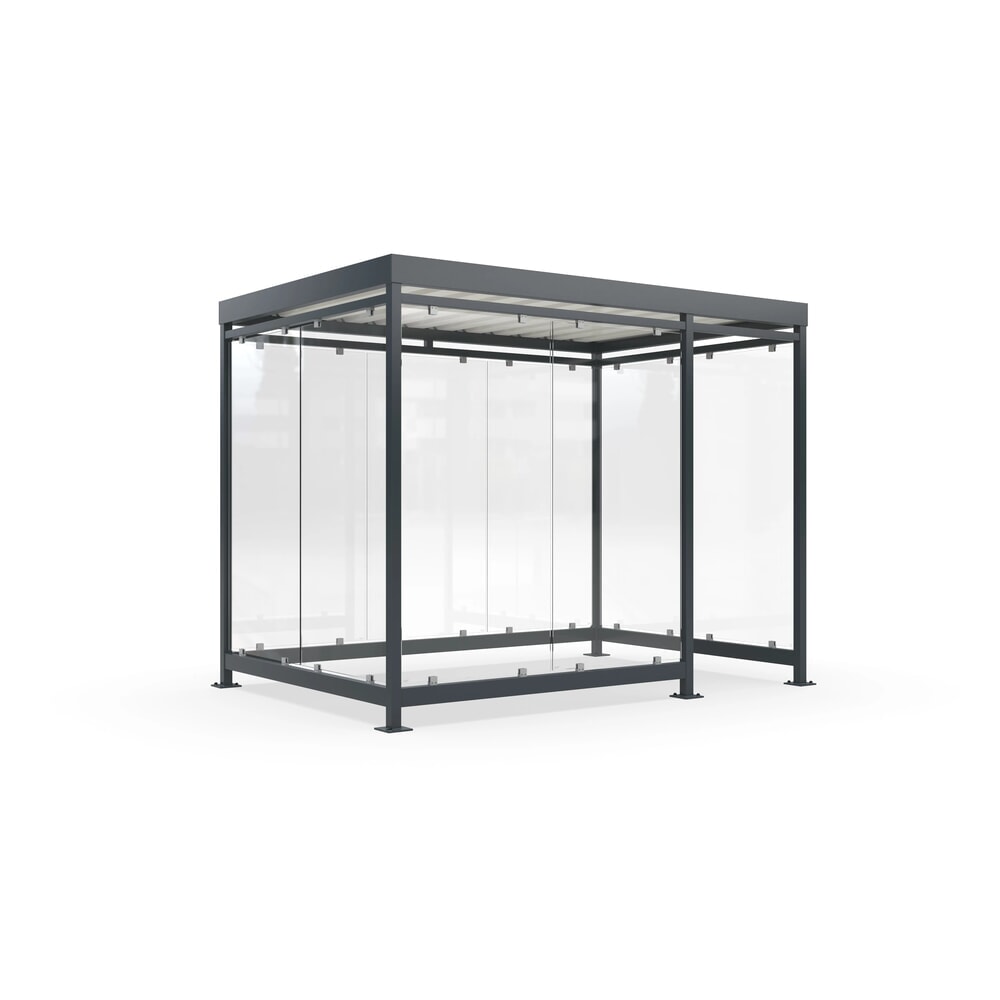 Produktabbildung Nr. 1: wsm® Raucherunterstand, Bausatz, für 7-9 Personen, 9 Elemente, RAL 7016 anthrazitgrau - ohne Glasdekor