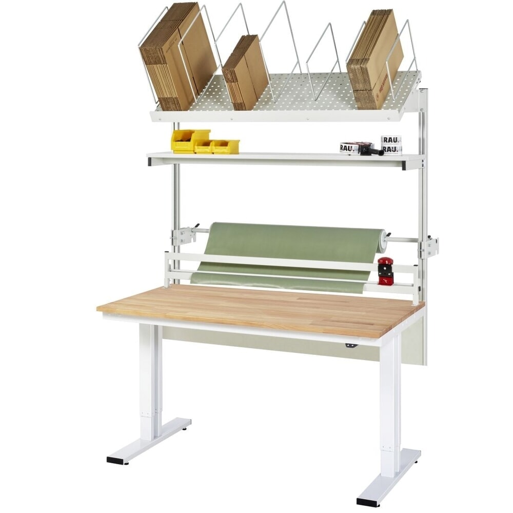Produktabbildung Nr. 10: RAU Elektrisch höhenverstellbares Packtisch-Set adlatus 300, Aufbau mit Kartonmagazin, Abrolleinheit und Schneidegerät, HxBxT 1850-2250 mm x 2000 mm x 1000 mm