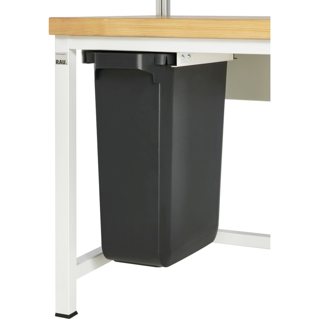 Ausziehbarer Mülleimer für RAU Packtisch, zur Untertischmontage, Volumen 60 l, schwarz Produktabbildung: Ausziehbarer Mülleimer für RAU Packtisch, zur Untertischmontage, Volumen 60 l, schwarz