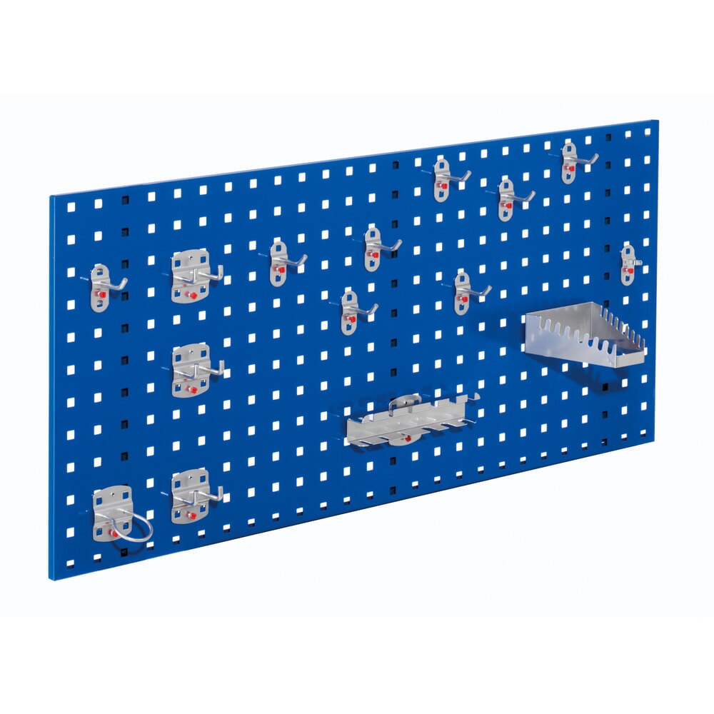 Produktabbildung: Kappes RasterPlan Lochplatten-Einsteigerset, mit Werkzeughaltersortiment, HxBxT 450 mm x 1000 mm x 150 mm, 15-teilig, enzianblau