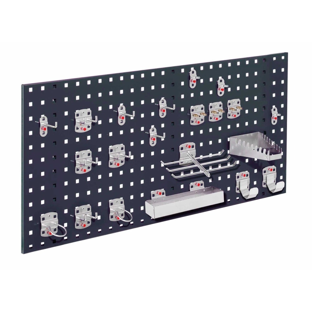 Produktabbildung: Kappes RasterPlan Lochplatten-Einsteigerset, mit Werkzeughaltersortiment, HxBxT 450 mm x 1000 mm x 150 mm, 21-teilig, anthrazitgrau