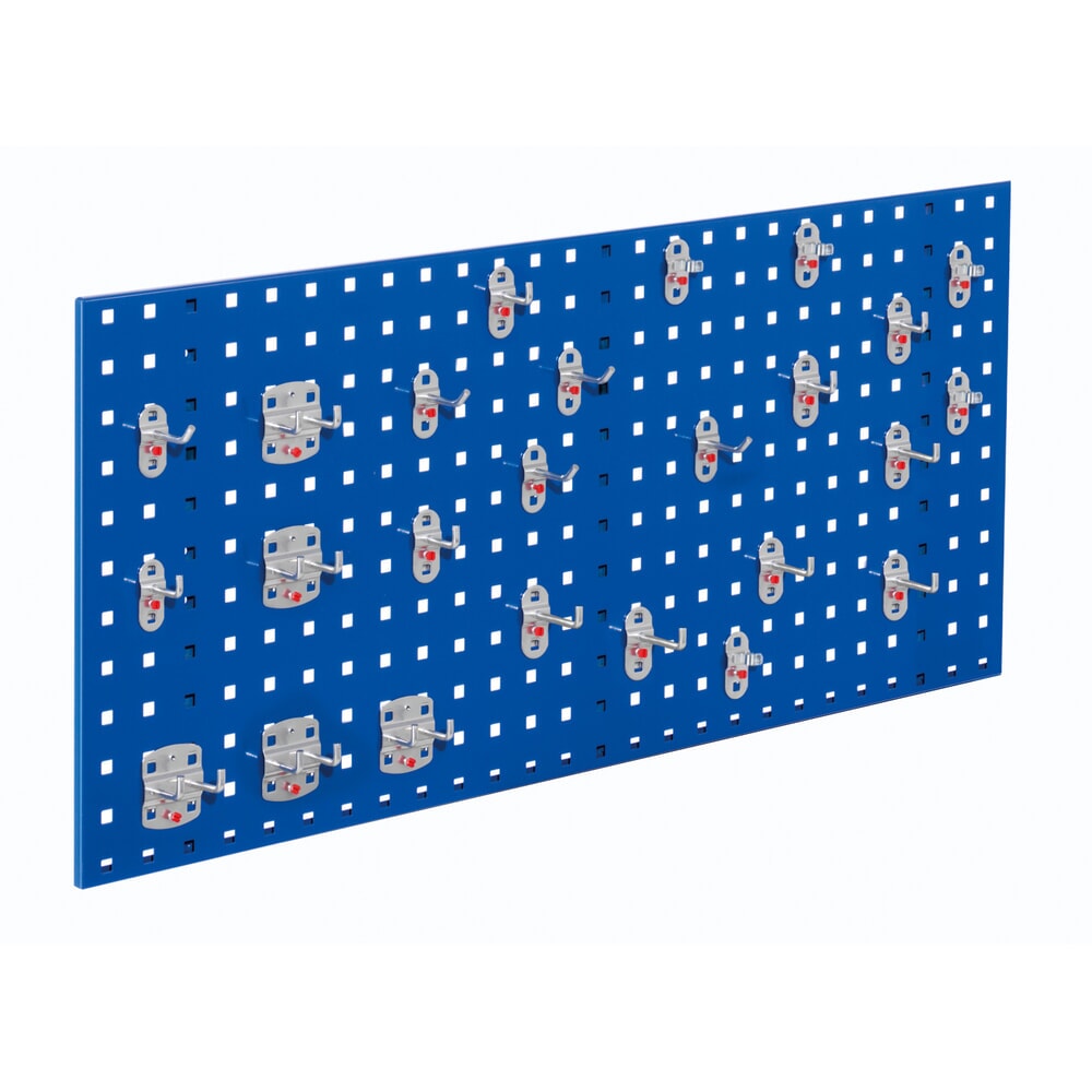 Produktabbildung: Kappes RasterPlan Lochplatten-Einsteigerset, mit Werkzeughaltersortiment, HxBxT 450 mm x 1000 mm x 150 mm, 25-teilig, enzianblau
