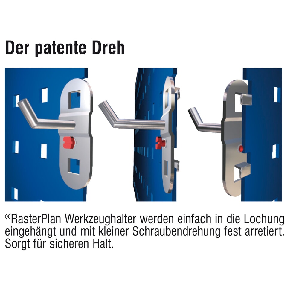 Produktabbildung Nr. 3: Kappes RasterPlan Lochplatten-Einsteigerset, mit Werkzeughaltersortiment, HxBxT 450 mm x 1000 mm x 150 mm, 15-teilig, enzianblau