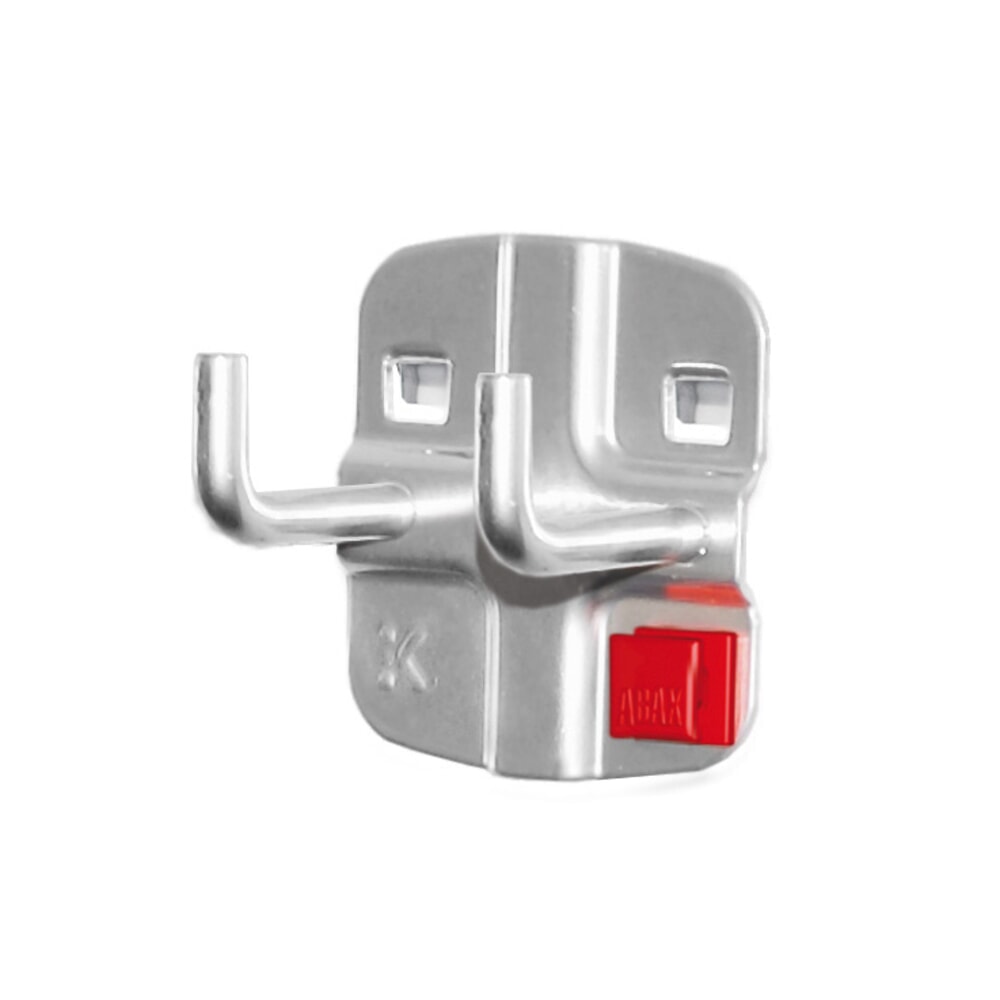 Produktabbildung: Kappes ABAX Werkzeughalter für Lochplatten, doppelt, senkrechtes Hakenende, alufarben, Tiefe 35 mm