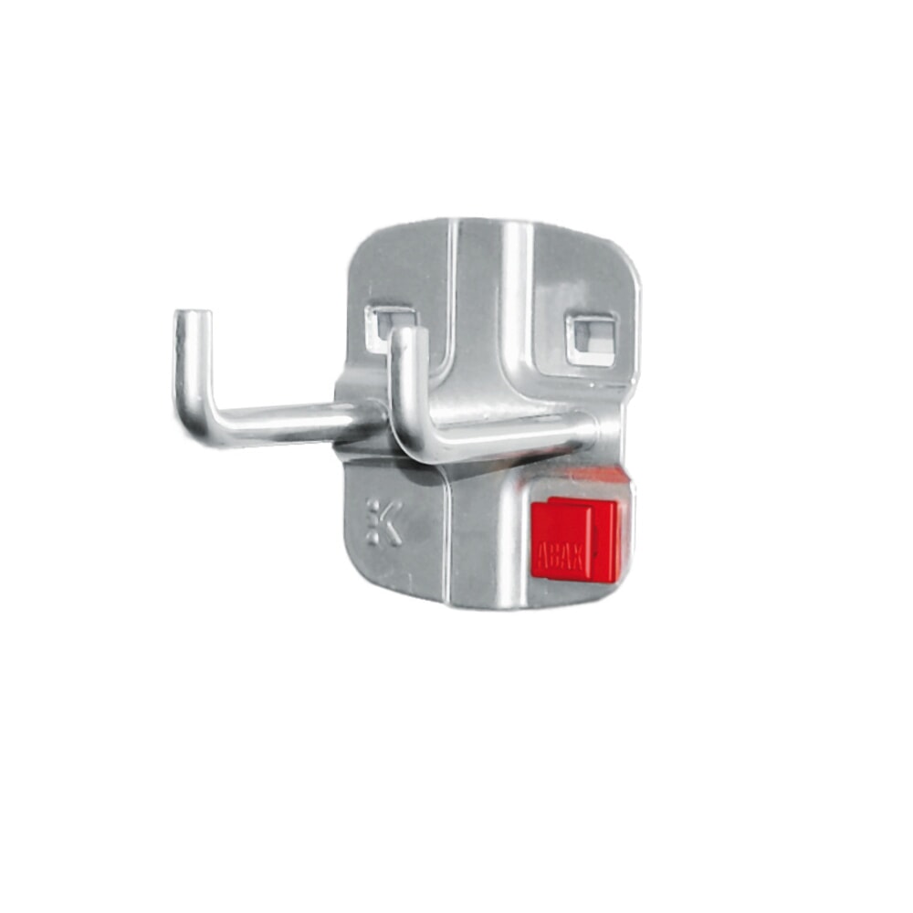 Produktabbildung: Kappes ABAX Werkzeughalter für Lochplatten, doppelt, senkrechtes Hakenende, alufarben, Tiefe 50 mm