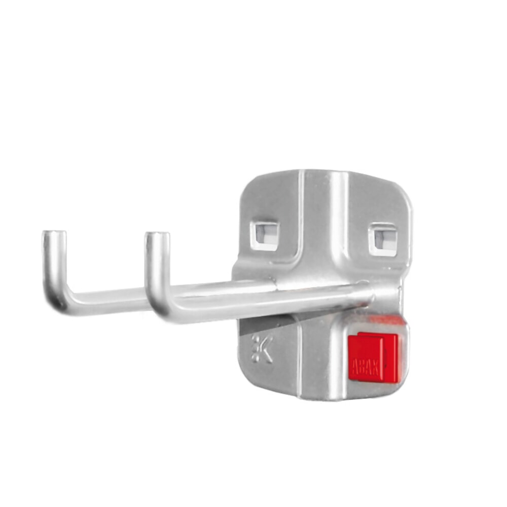 Produktabbildung: Kappes ABAX Werkzeughalter für Lochplatten, doppelt, senkrechtes Hakenende, alufarben, Tiefe 75 mm