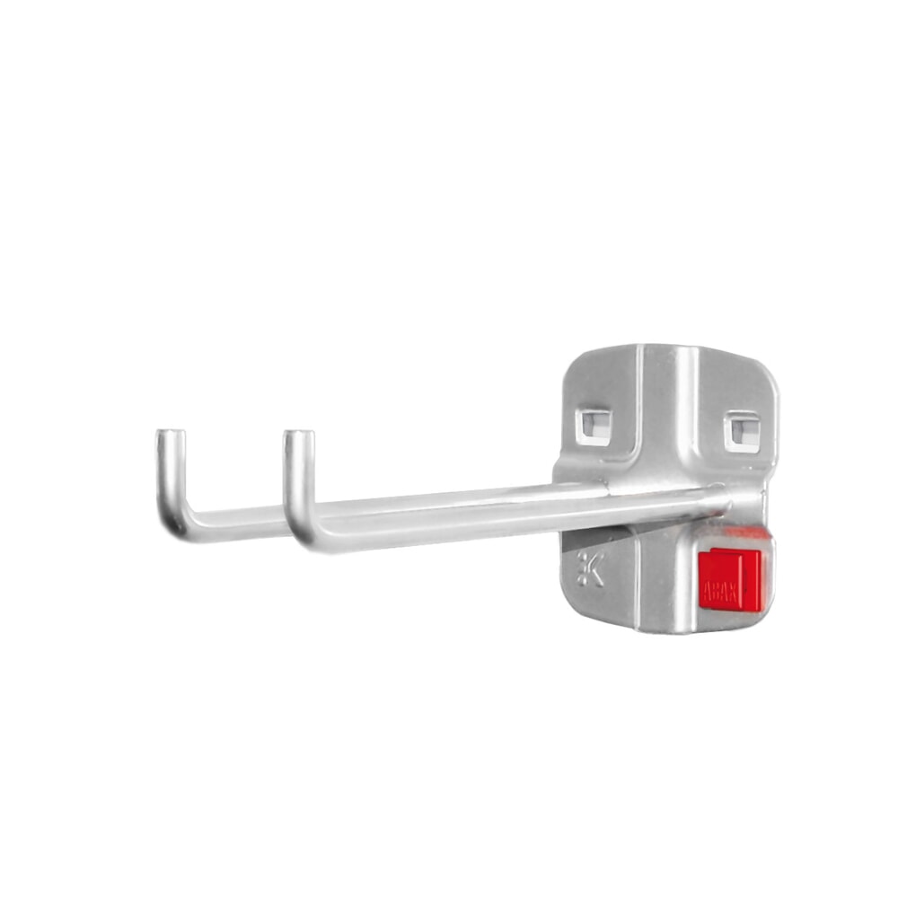 Produktabbildung: Kappes ABAX Werkzeughalter für Lochplatten, doppelt, senkrechtes Hakenende, alufarben, Tiefe 150 mm
