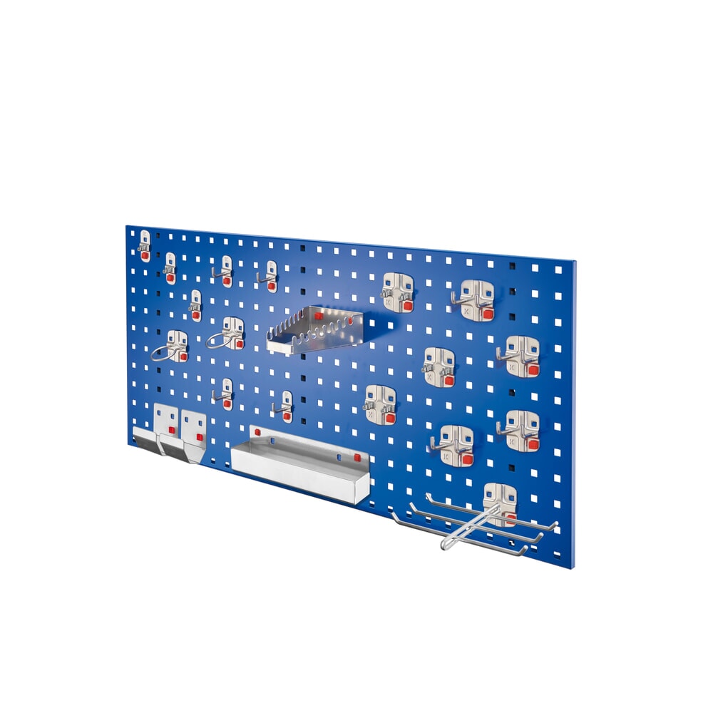 Produktabbildung: Kappes Lochplatten-Einsteigerset, mit Werkzeughaltersortiment, HxBxT 450 mm x 1000 mm x 150 mm, 21-teilig, enzianblau