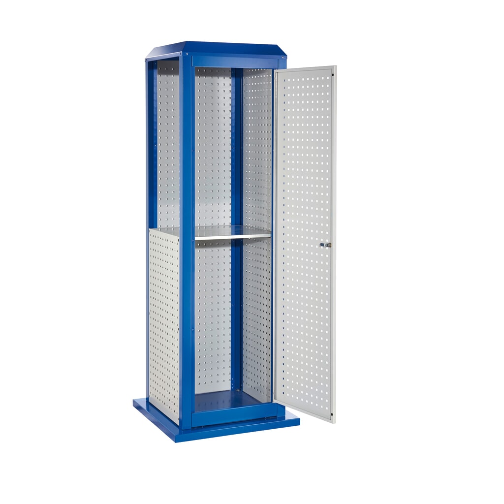 Produktabbildung: Kappes RasterPlan Werkzeugturm mit Tür, groß, stationär, Modell 3, lichtgrau/enzianblau