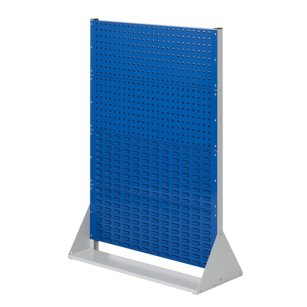 Kappes RasterPlan Lochplatten-Wand, doppelseitig, 4 Lochplatten, 4 Schlitzplatten, HxBxT 1450 x 1000 x 430 mm, lichtgrau/enzianblau Produktabbildung: Kappes RasterPlan Lochplatten-Wand, doppelseitig, 4 Lochplatten, 4 Schlitzplatten, HxBxT 1450 x 1000 x 430 mm, lichtgrau/enzianblau