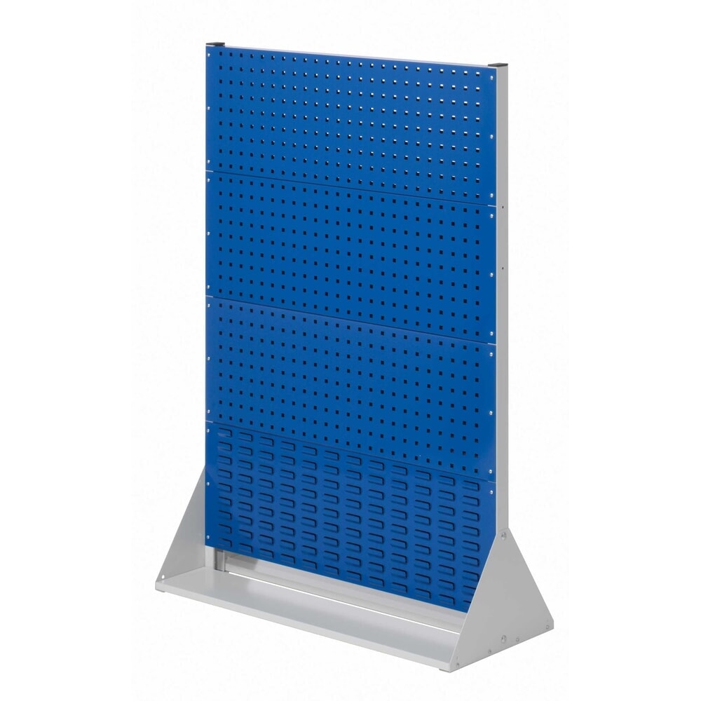 Produktabbildung: Kappes RasterPlan Lochplatten-Wand, doppelseitig, 6 Lochplatten, 2 Schlitzplatten, HxBxT 1450 x 1000 x 430 mm, lichtgrau/enzianblau