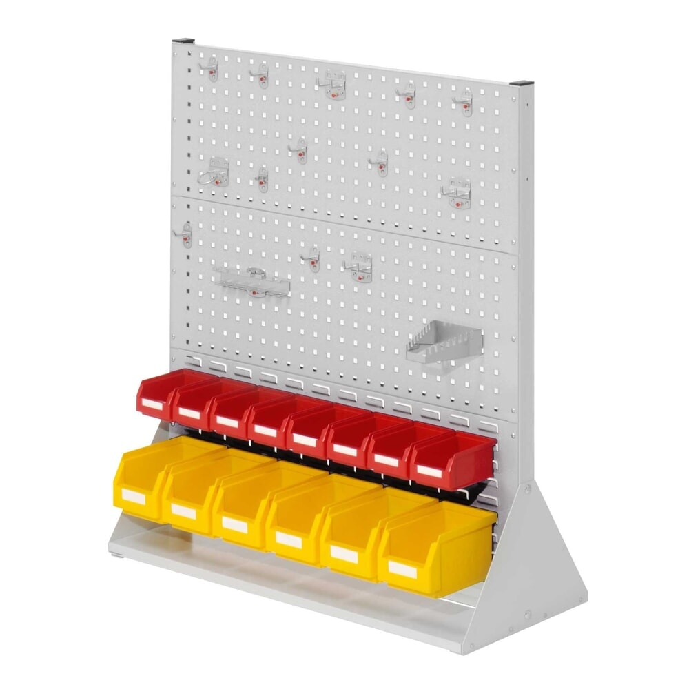 Produktabbildung: Kappes RasterPlan Lochplatten-Wand, doppelseitig, Werkzeughaltersortiment 15-teilig, HxBxT 1100 x 1000 x 430 mm, lichtgrau