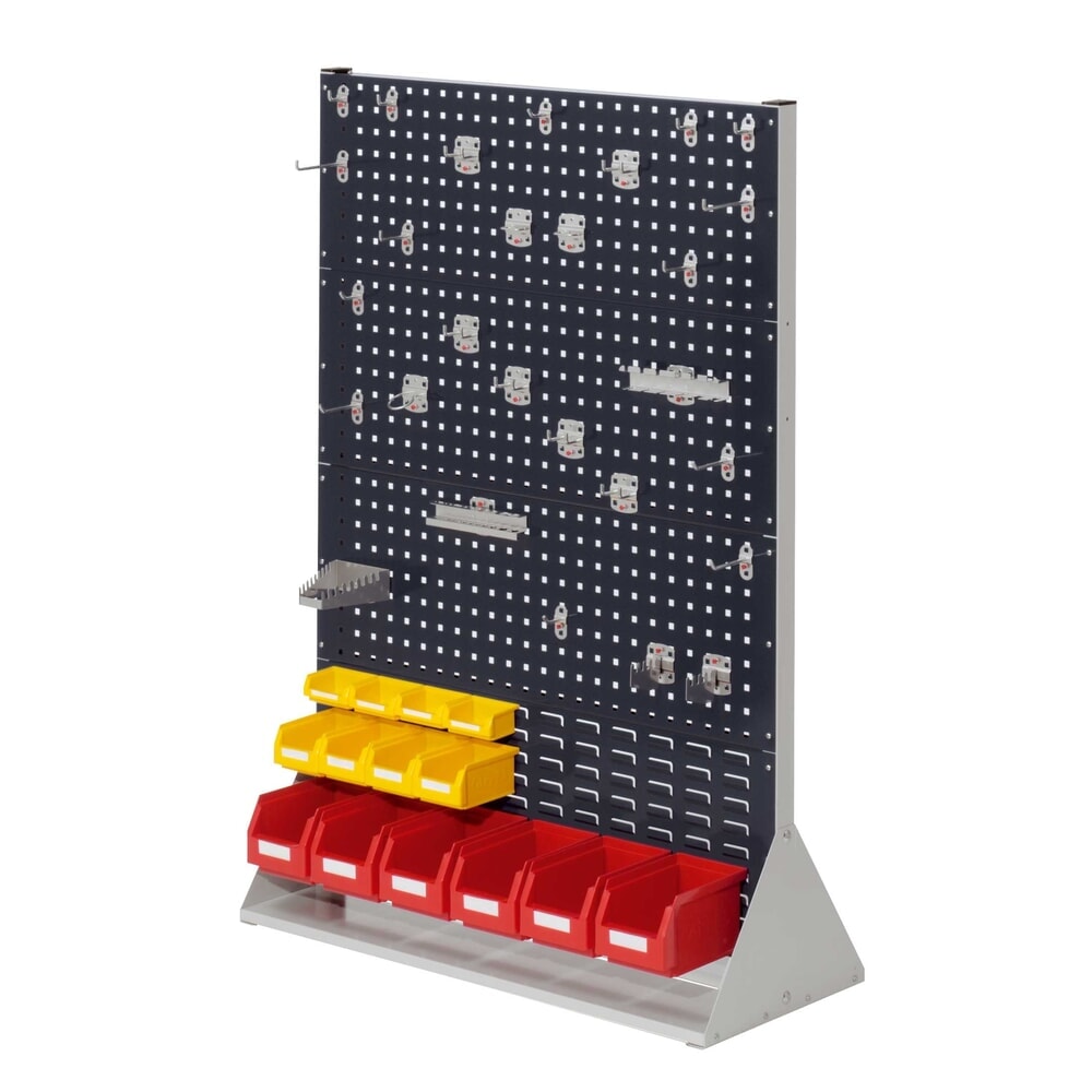 Produktabbildung: Kappes RasterPlan Lochplatten-Wand, doppelseitig, Werkzeughaltersortiment 28-teilig, HxBxT 1450 x 1000 x 430 mm, lichtgrau/anthrazitgrau