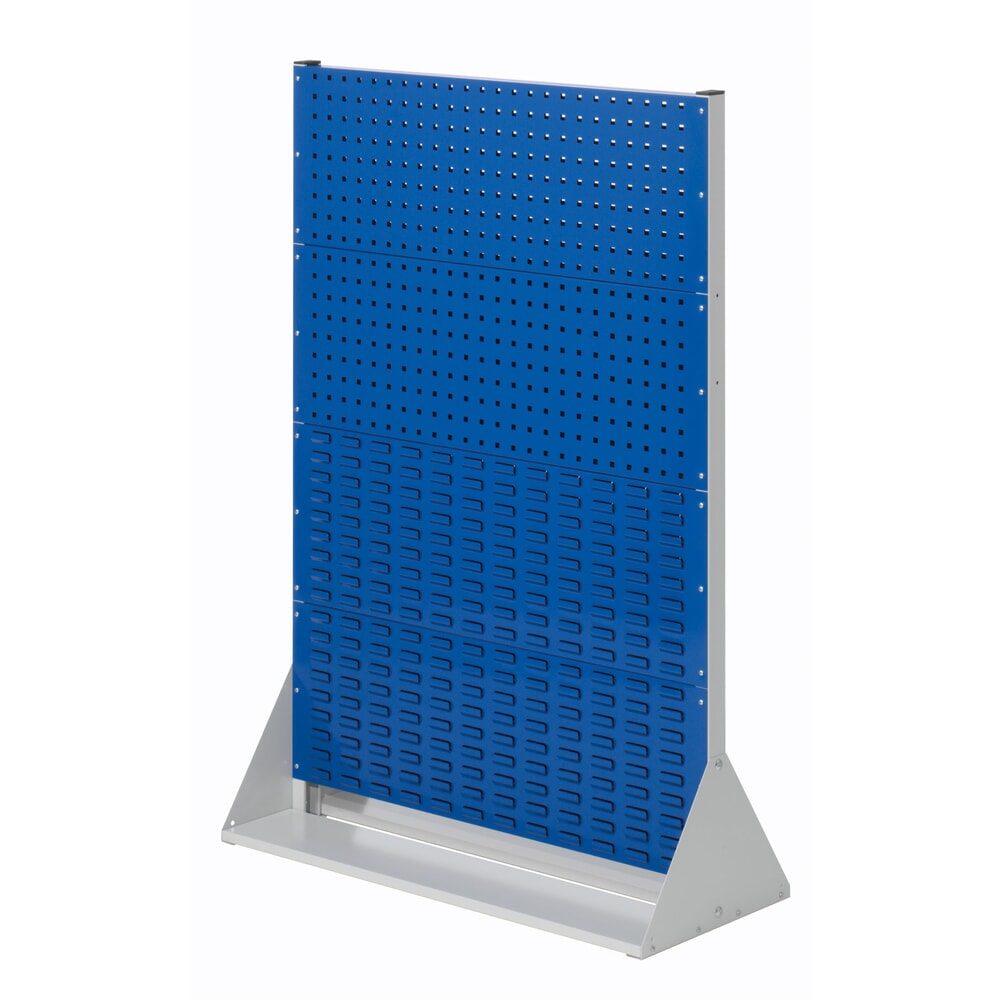 Produktabbildung: Kappes RasterPlan Lochplatten-Wand, einseitig, 2 Lochplatten, 2 Schlitzplattem, HxBxT 1450 x 1000 x 240 mm, lichtgrau/enzianblau