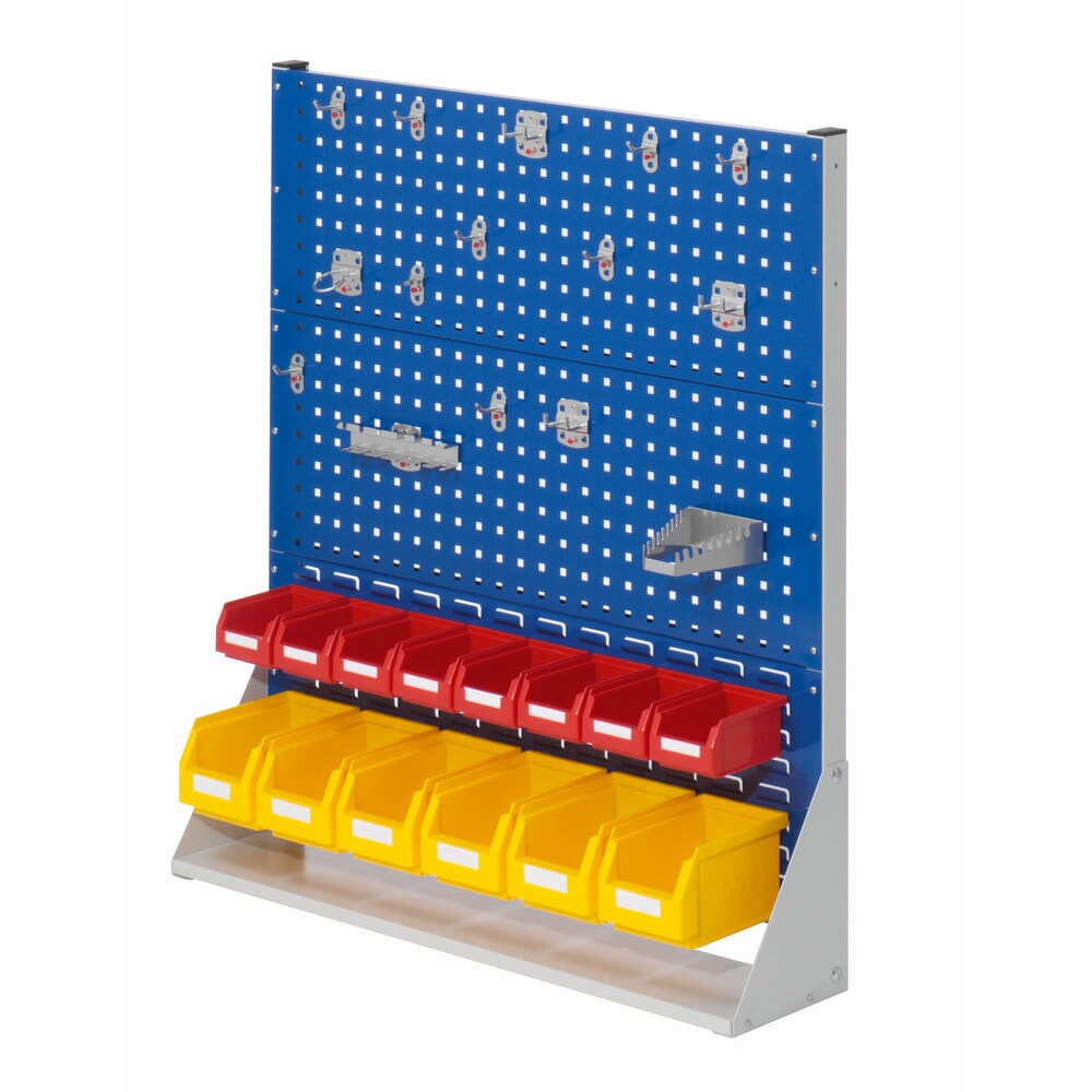 Produktabbildung: Kappes RasterPlan Lochplatten-Wand, einseitig, Werkzeughaltersortiment 15-teilig, HxBxT 1100 x 1000 x 240 mm, lichtgrau/enzianblau