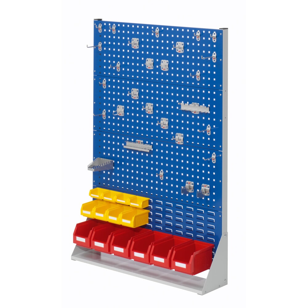 Produktabbildung: Kappes RasterPlan Lochplatten-Wand, einseitig, Werkzeughaltersortiment 28-teilig, HxBxT 1450 x 1000 x 240 mm, lichtgrau/enzianblau