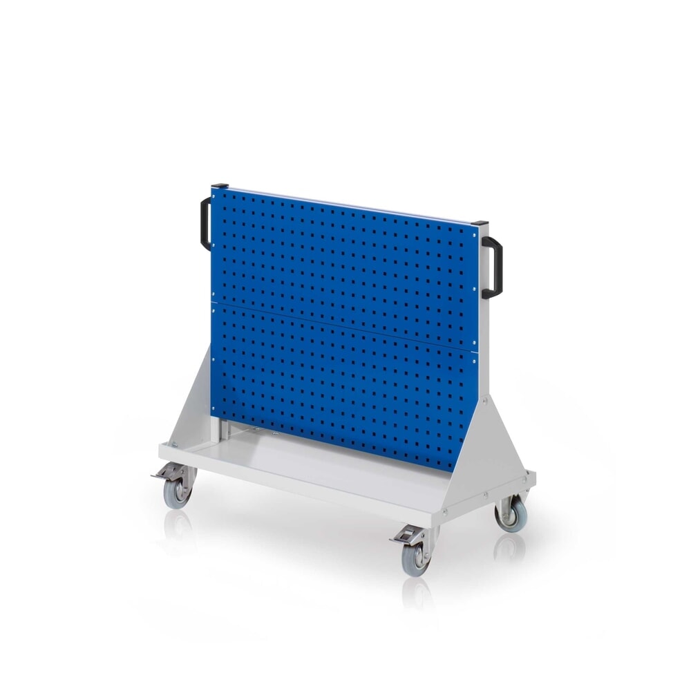Produktabbildung: Kappes Rastermobil-Rollwagen, HxBxT 890 mm x 1000 mm x 500 mm, 4 Lochplatten, lichtgrau/enzianblau