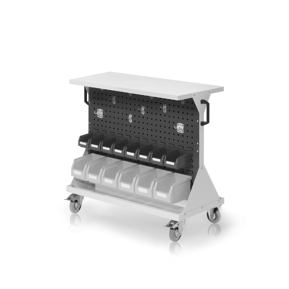 Produktabbildung: Kappes Rastermobil-Rollwagen, HxBxT 930 mm x 1000 mm x 500 mm, mit Ablageboden, lichtgrau/enzianblau
