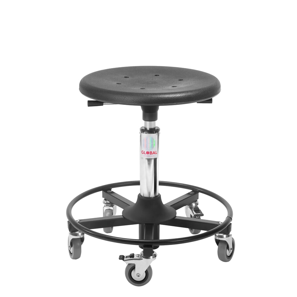 Produktabbildung: Global Stole A/S Rollhocker 480RS, mit Fußring, Modell Sigma, PU-Formsitz, Sitzhöhe 460–660 mm