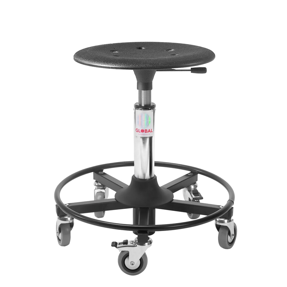 Produktabbildung: Global Stole A/S Rollhocker 480RS, mit Fußring, Modell Kappa, Kunststoffsitz, Sitzhöhe 460–650 mm