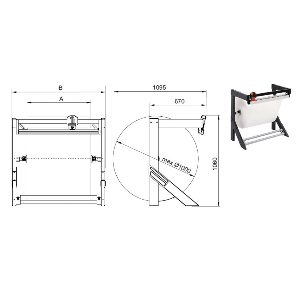 Produktabbildung Nr. 4: Rocholz Schneidständer waagerecht, für Großrollen, Rollengewicht max. 200 kg, Schnittbreite 1000 mm